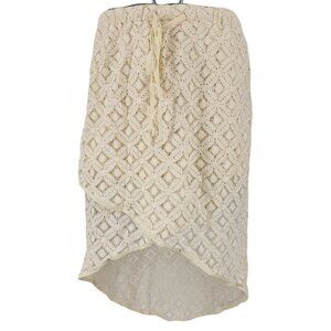 Women's Esley Cream Lace High Low Skirt Skort Medium Faux Wrap Elastic Waist